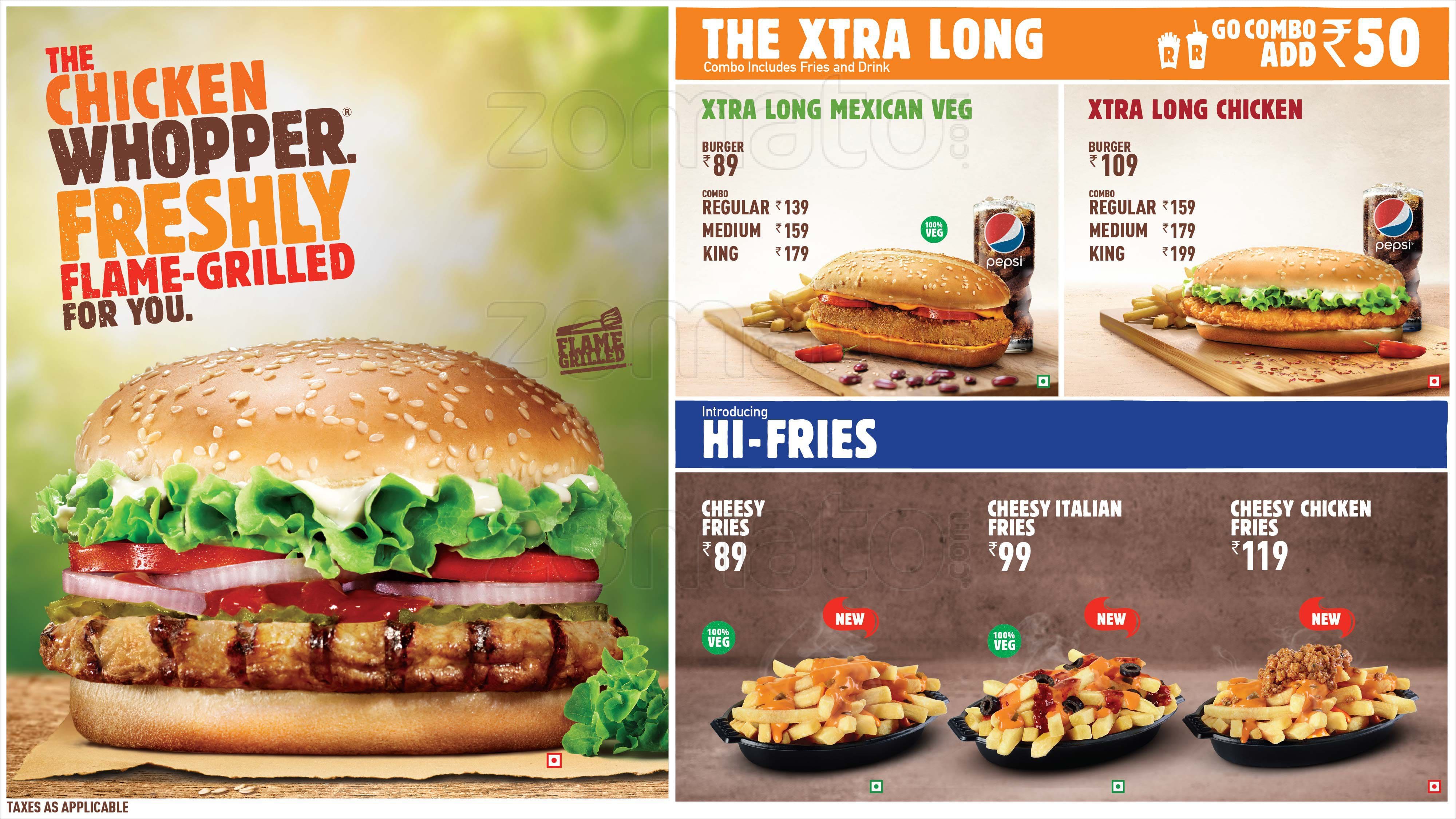 Burger King Menu, Menu for Burger King, Velachery, Chennai Zomato