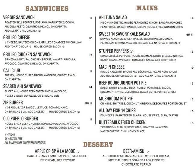 Menu at Ermanos Craft Beer & Wine Bar, Tucson