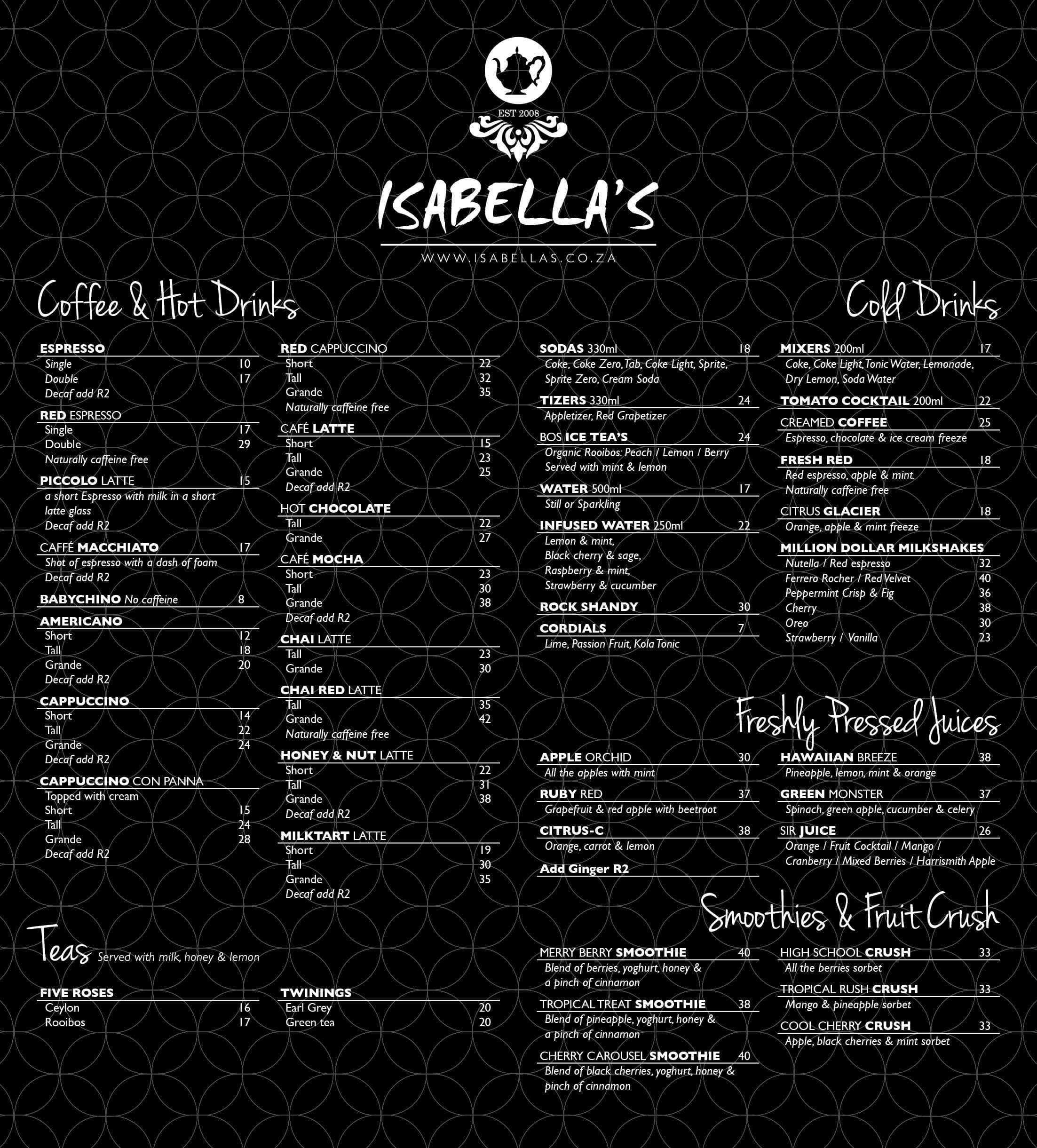 Isabella S Menu Menu For Isabella S Bellville Cape Town Zomato SA   D4df64adaced3081d2055c5e34c1e4e7 