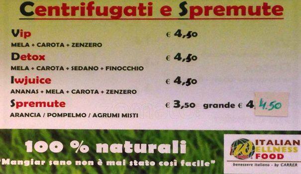 Menu di italian wellness food 