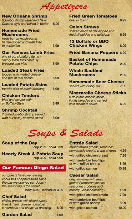 columbia steak house lexington ky menu