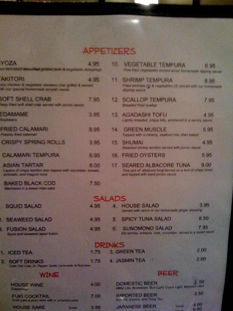 Menu at Aka Sushi & Hibachi restaurant, Corpus Christi, Everhart Rd M