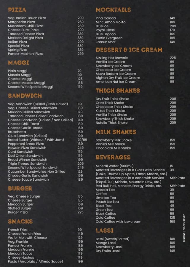 Menu of The Second Wife Cafe, Kalawad Road, Rajkot