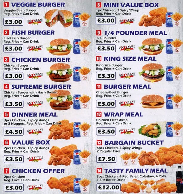 Tasty Chicken Menu