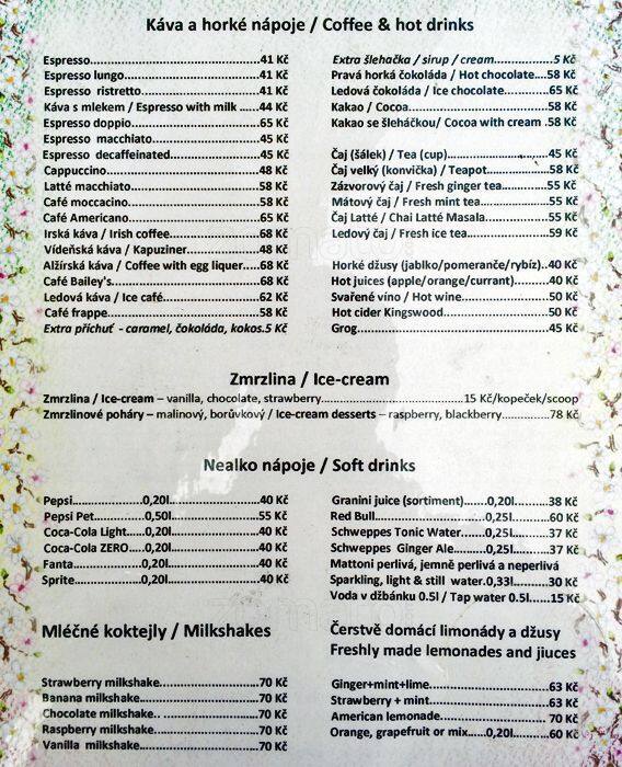 Menu At Le Petit Cafe Cafe Prague