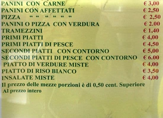 Menu di Ciak Bar 
