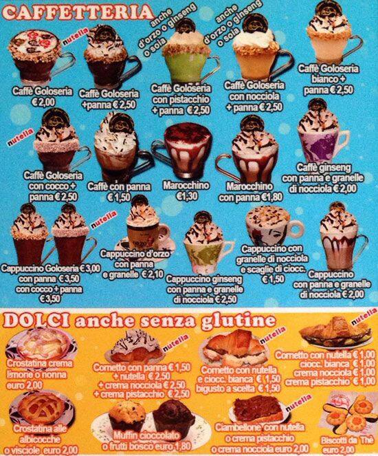 Menu di La Goloseria 
