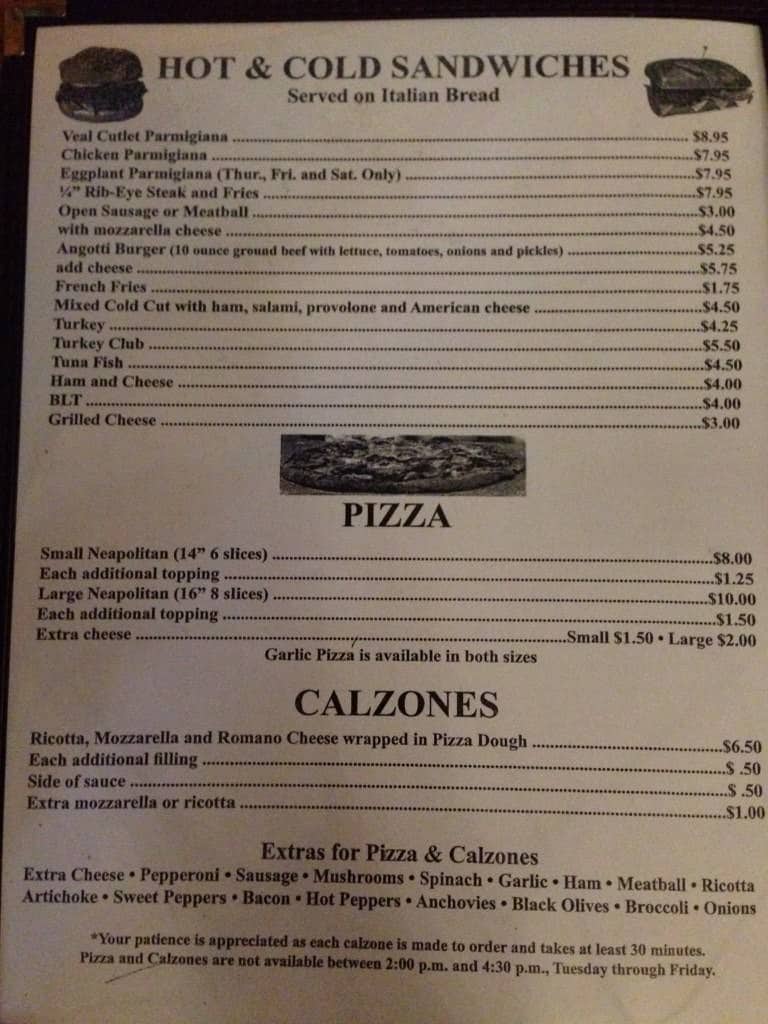 Menu at Angotti's Family Restaurant, Syracuse