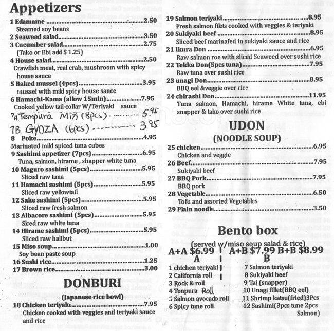 Ya Ya Sushi Menu, Menu for Ya Ya Sushi, Downtown Oakland, Oakland Urbanspoon/Zomato