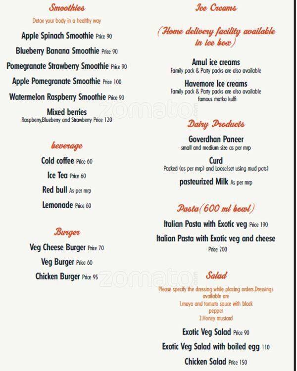 Menu at Health At Your Doorstep, Navi Mumbai