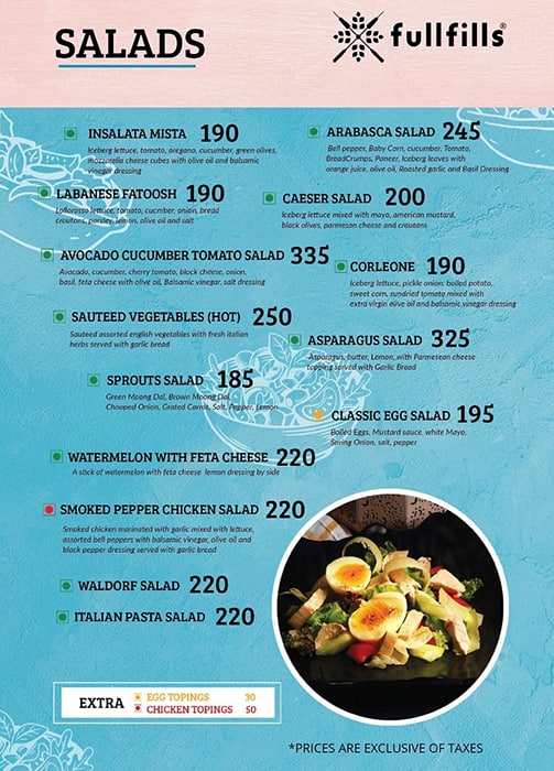 FullFills Menu, Menu for FullFills, Banjara Hills, Hyderabad Zomato