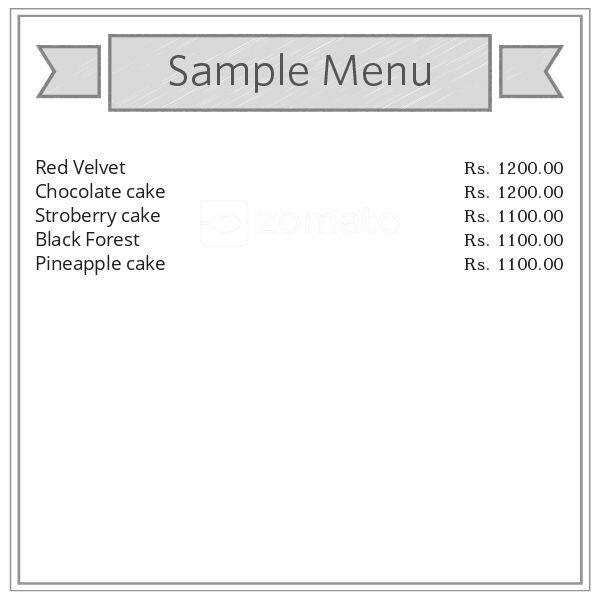 Menu at Ravisha's Bake Room, Udaipur