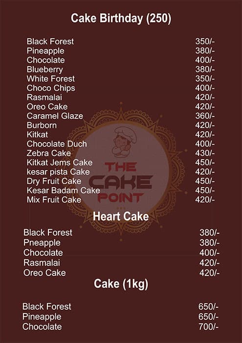 Menu of Cake Point, Khopat, Thane West, Thane | October 2023