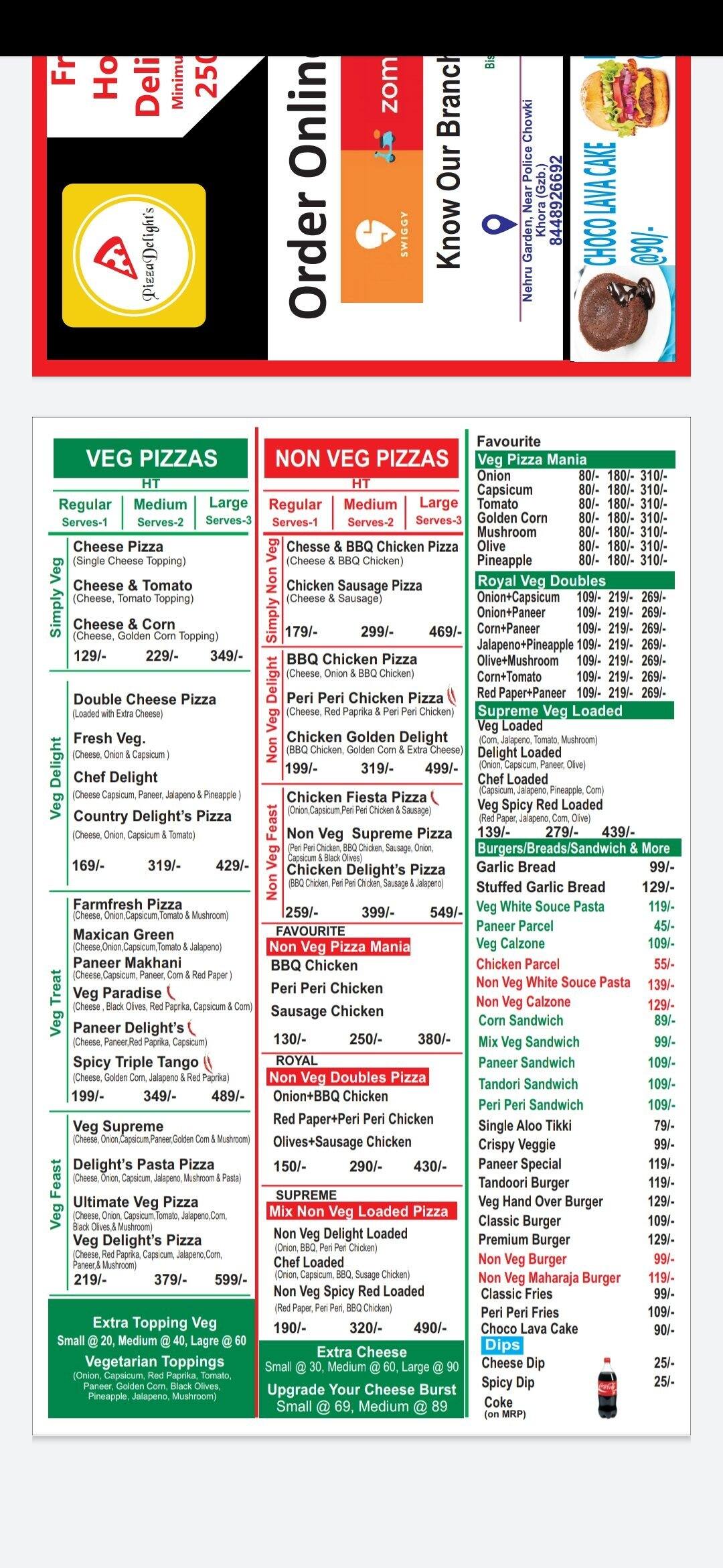 Menu of Pizza Delights King, Sector 57, Noida