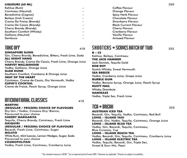 Mustang Bar Green Park Hotel Menu Zomato