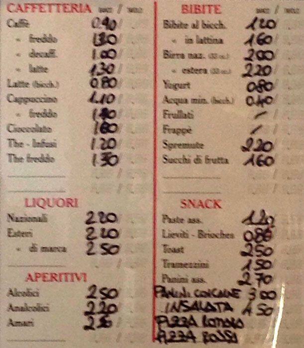 Menu di bar rinnovamento s.n.c. ploom store 