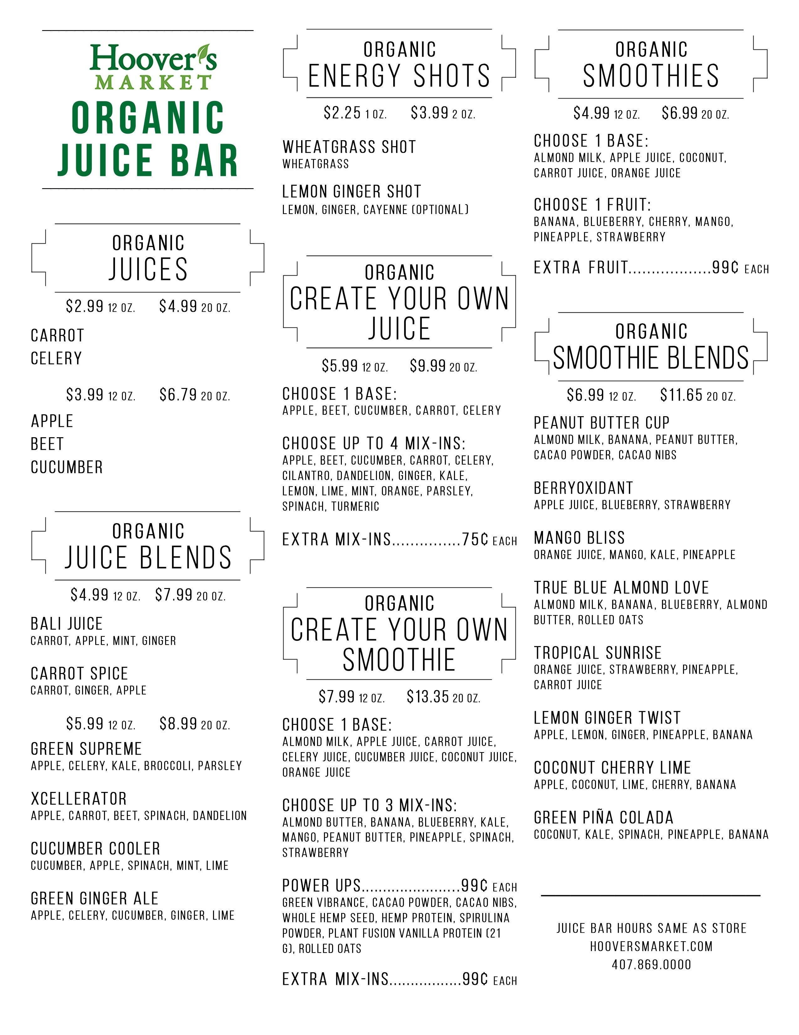Hoover's Market Sunflower Café Menu Urbanspoon/Zomato