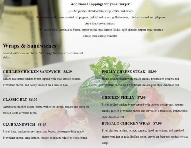 Menu at 238 Cherokee Grill steakhouse, Kings Mountain