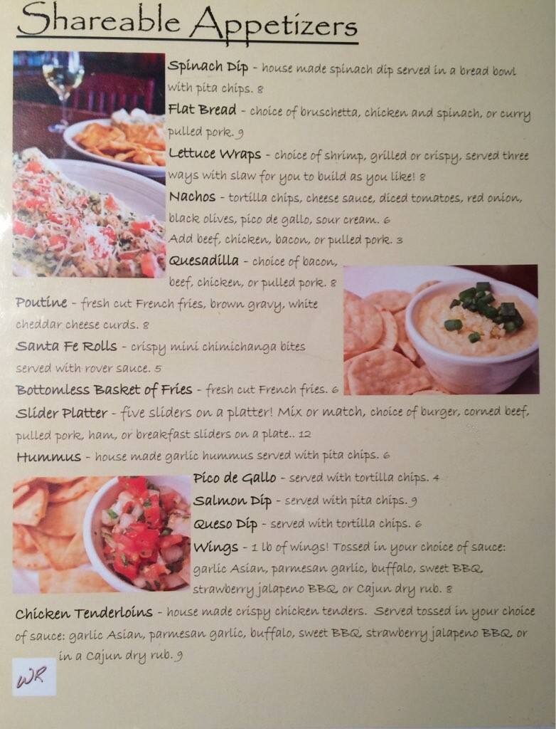 The Wild Rover Menu, Menu untuk The Wild Rover, Marquette, Marquette