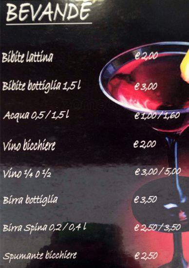 Menu di Bar la Luce dell'Est 