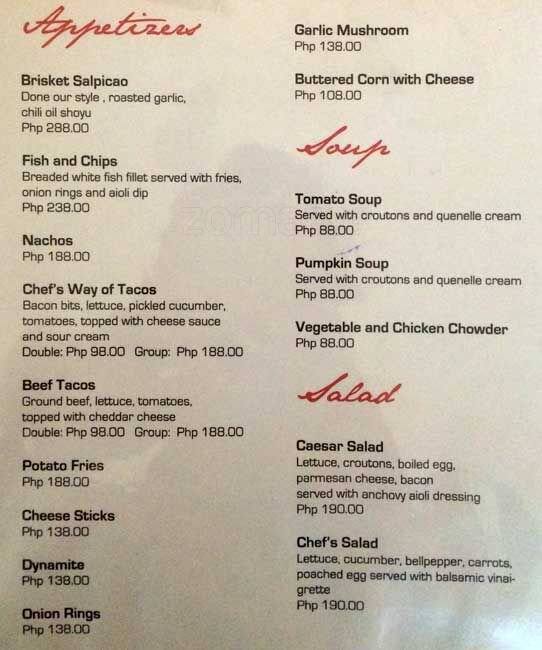 Chef's Manila меню