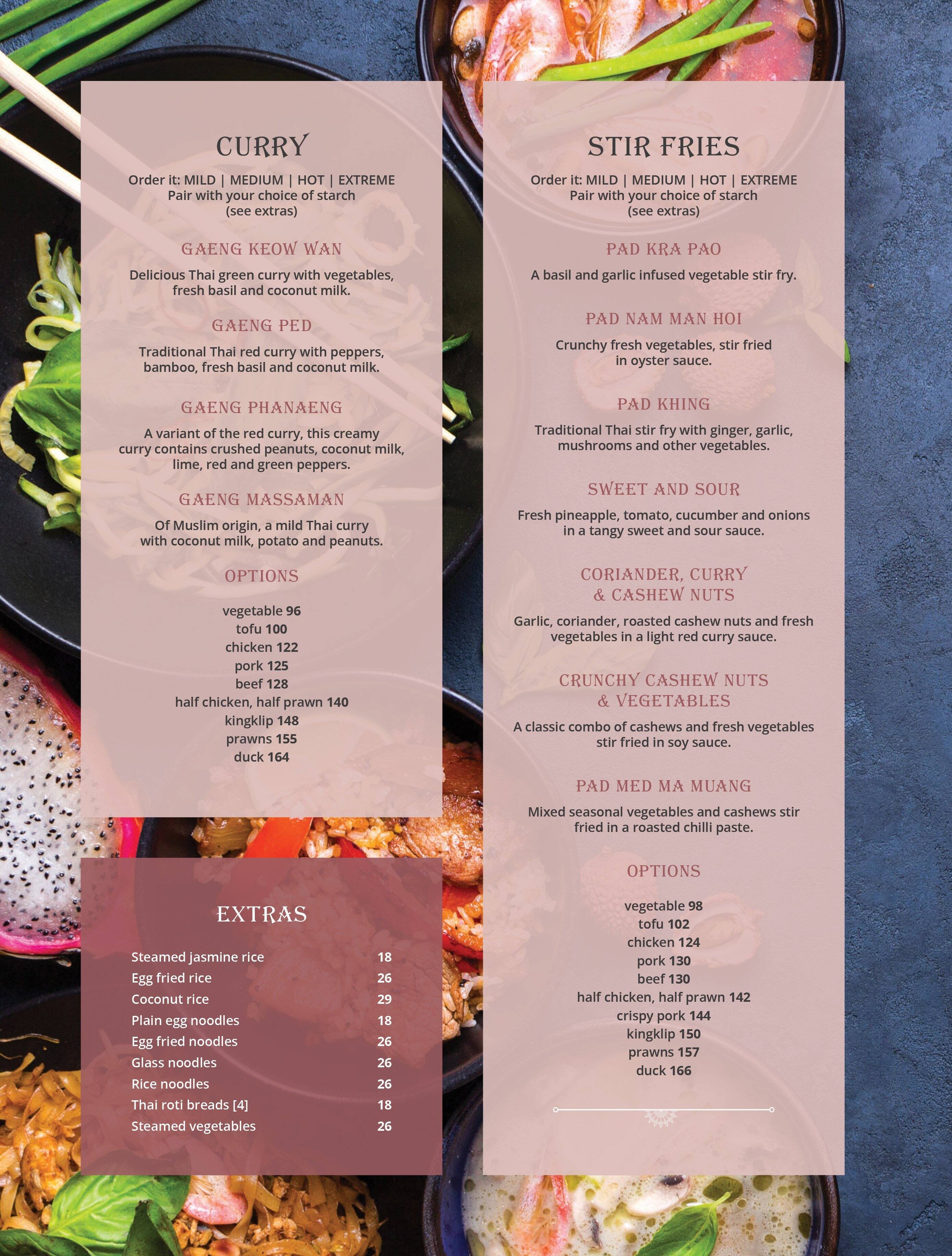 Jintara menu