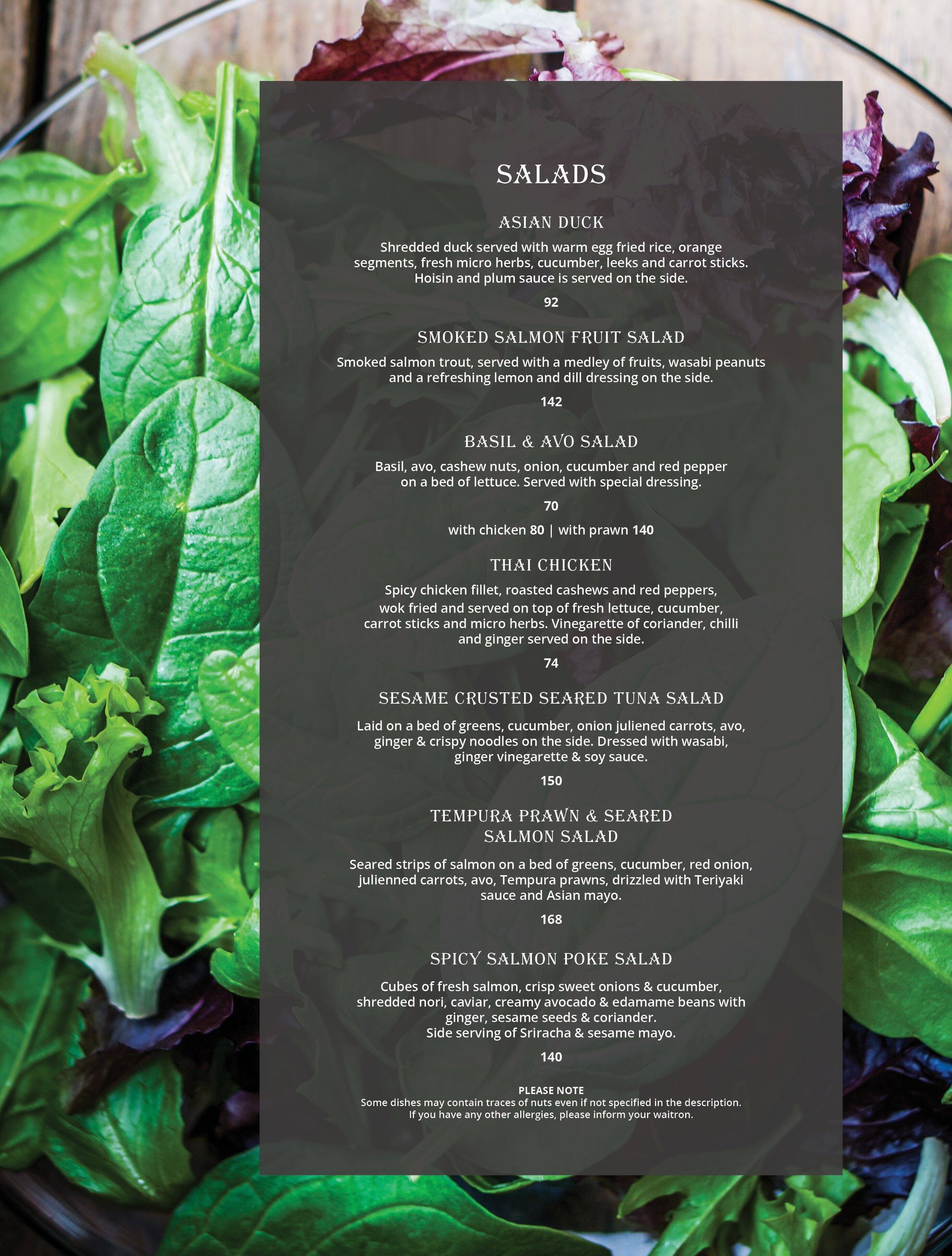 Jintara menu