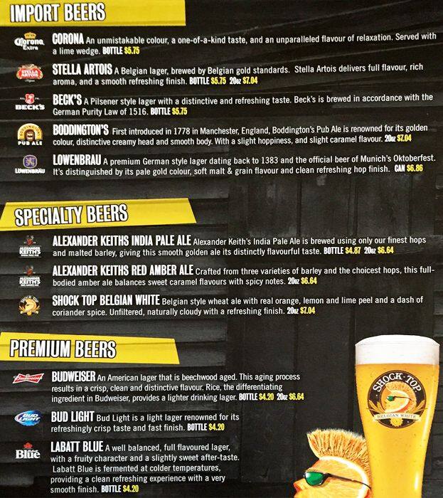 The Yellow Griffin Pub Menu, Menu for The Yellow Griffin Pub, Bloor ...