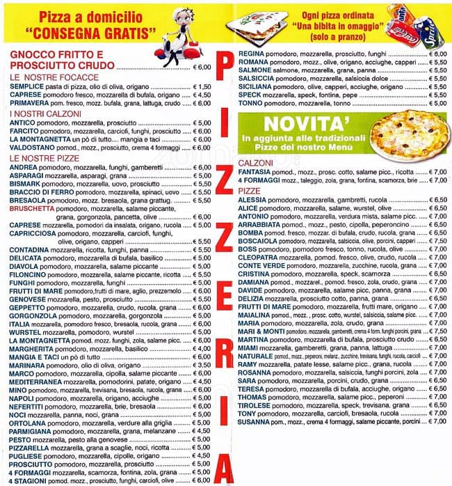 Menu di La Montagnetta D'asporto 