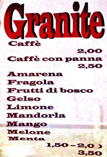 Menu di Gelateria Sacchetti 