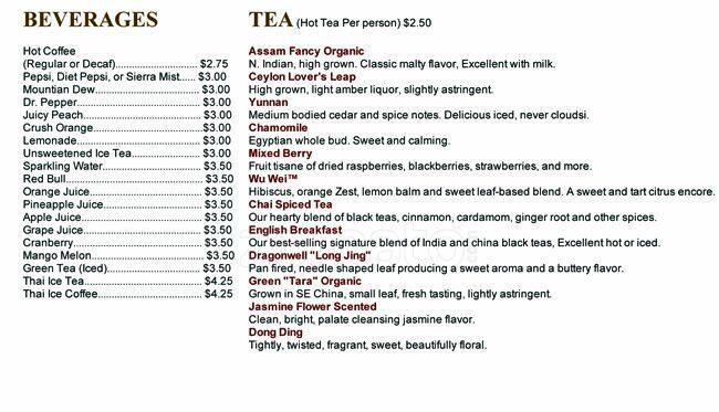 Menu at Silver Spoon Thai Restaurant, Redmond