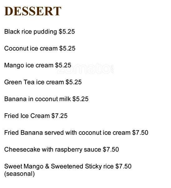 Menu at Silver Spoon restaurant, Redmond