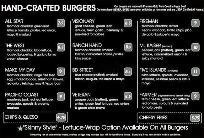 golden star burger menu