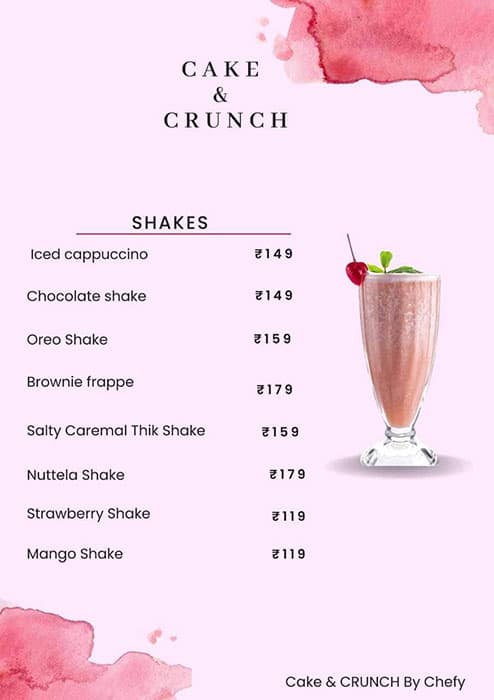 Cake & Crunch menu