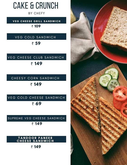 Cake & Crunch menu