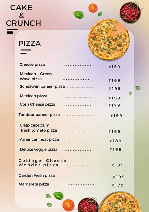 Cake & Crunch menu
