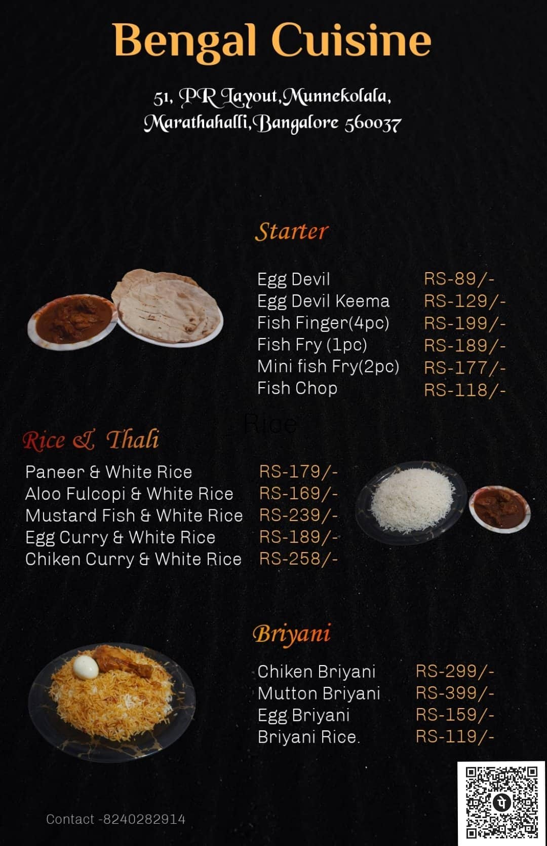 Menu of Bengal Cuisine, Varthur Main Road, Whitefield, Bangalore