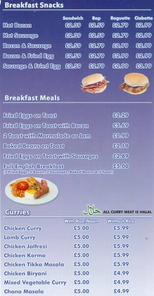 Carta de Sovereign sandwich shop