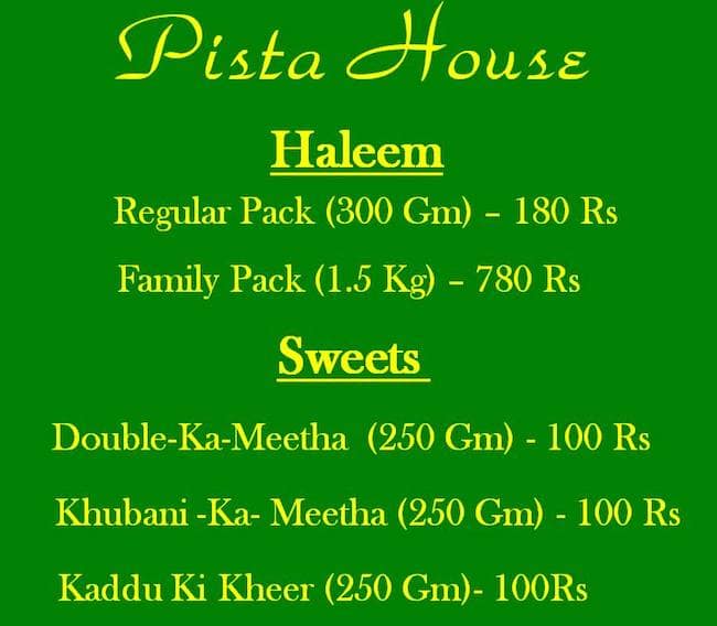 Menu at Pista House Haleem, Chennai, No.93