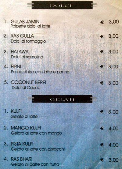Menu di Gandhi Ristorante Indiano 