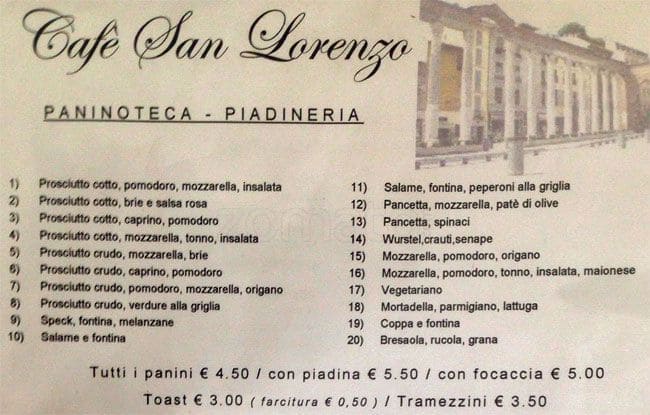 Menu di Ristorante San Lorenzo di Christian Di Donè 