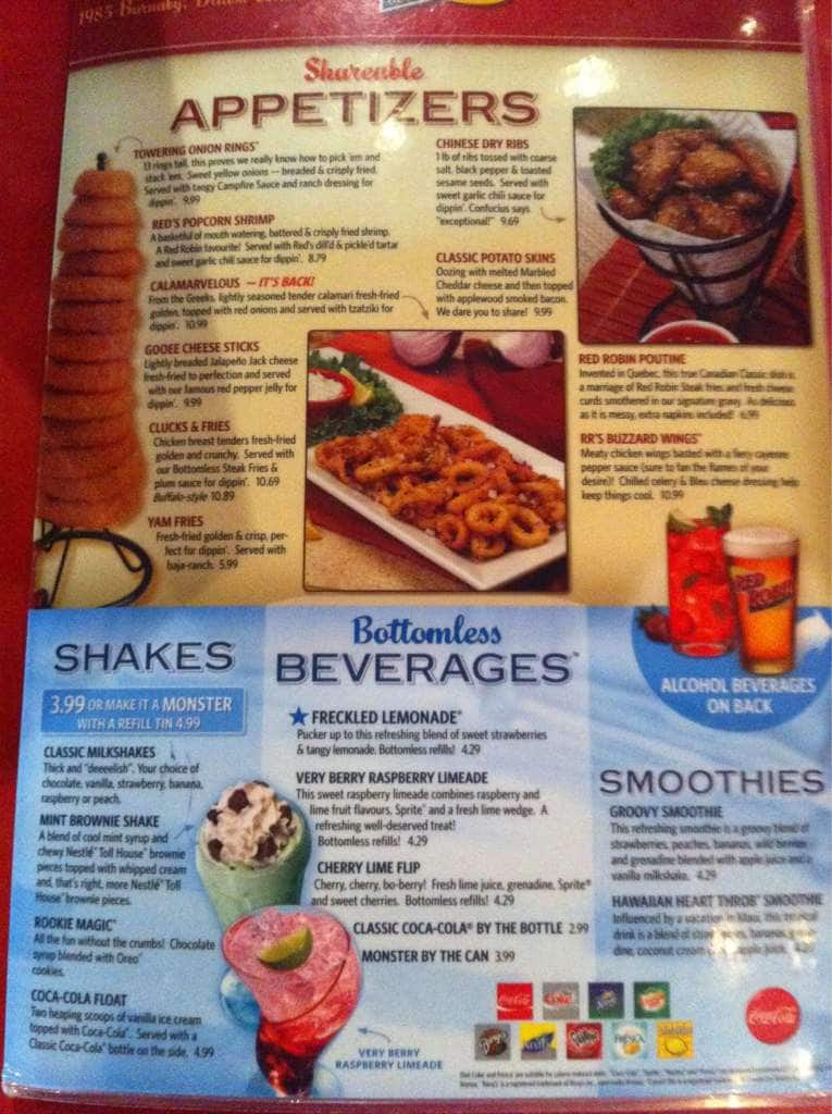 Red Robin Dine In Menu 3in1indiotik