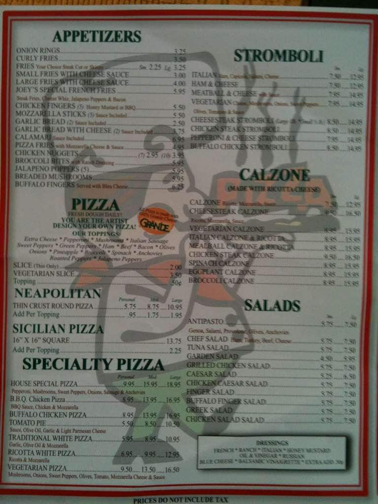 Joey S Pizza Menu Menu For Joey S Pizza Thorndale Chester County   6a28b8b966e976933f4b121e8ba87531 