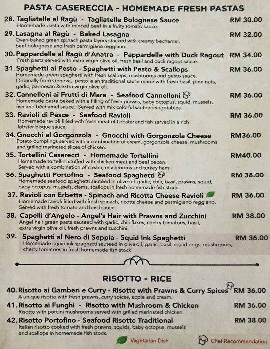 Portofino Menu Menu For Portofino Lucky Garden Kuala Lumpur