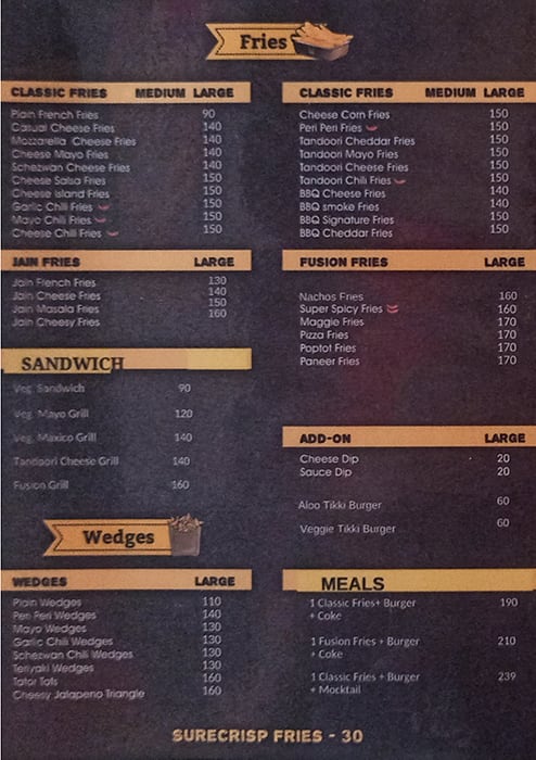 Menu of Let's Meet Cafe, Vesu, Surat