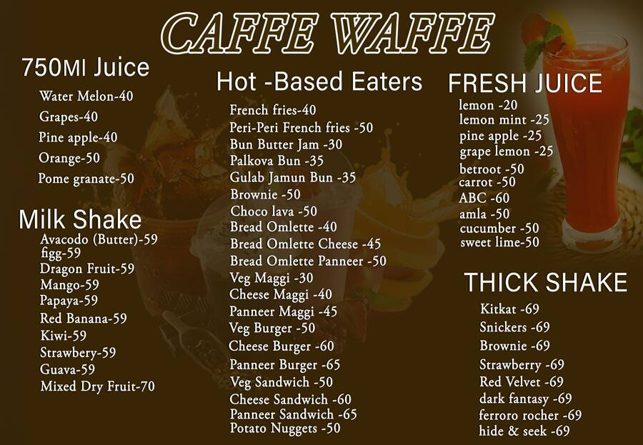 Menu of Caffe Waffe, Ambattur, Chennai