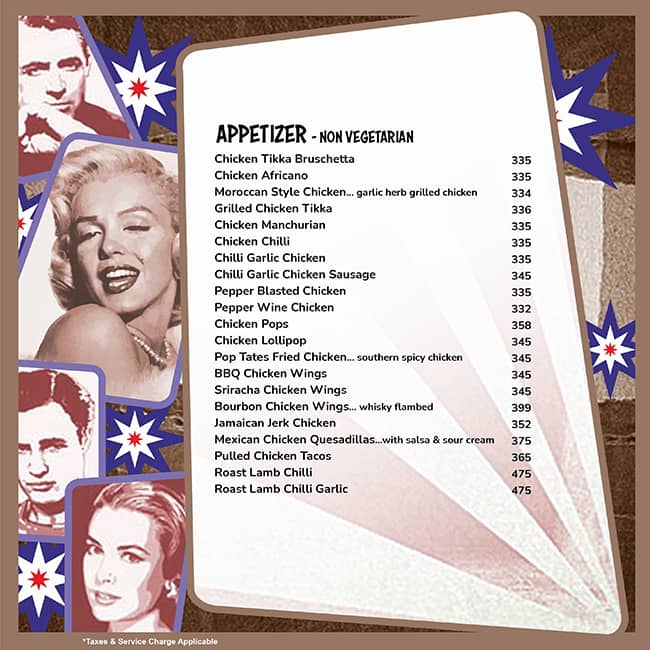 Pop Tate's Vashi menu