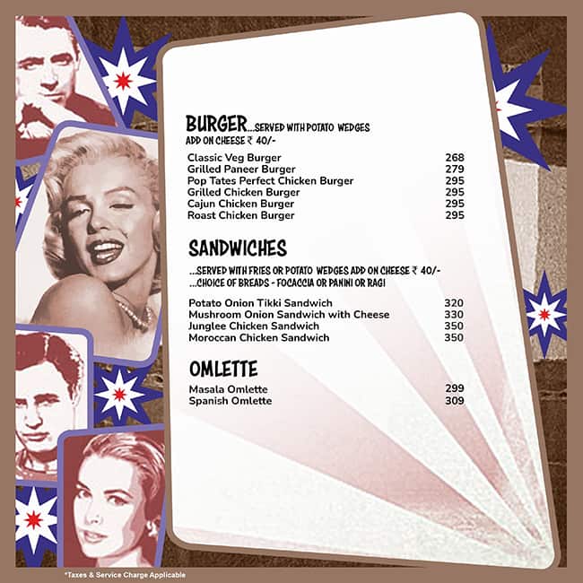 Pop Tate's Vashi menu