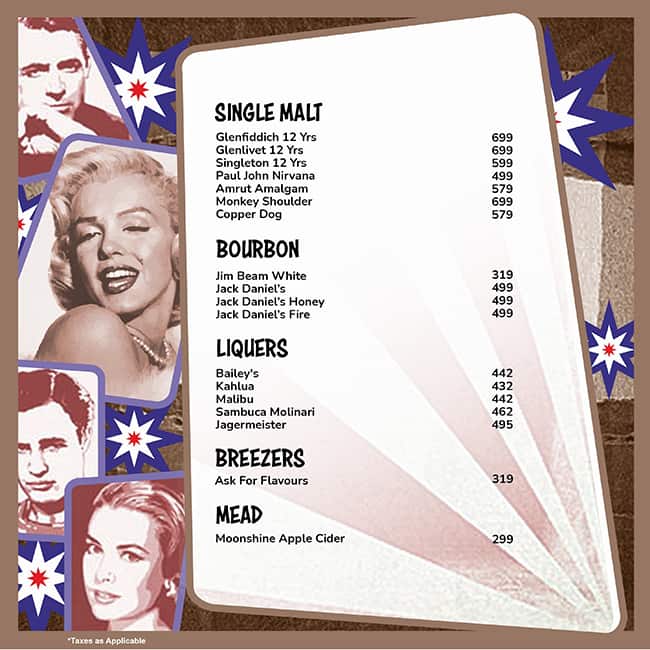 Pop Tate's Vashi menu