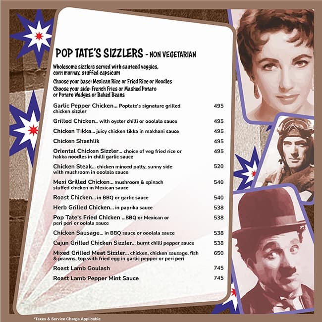 Pop Tate's Vashi menu